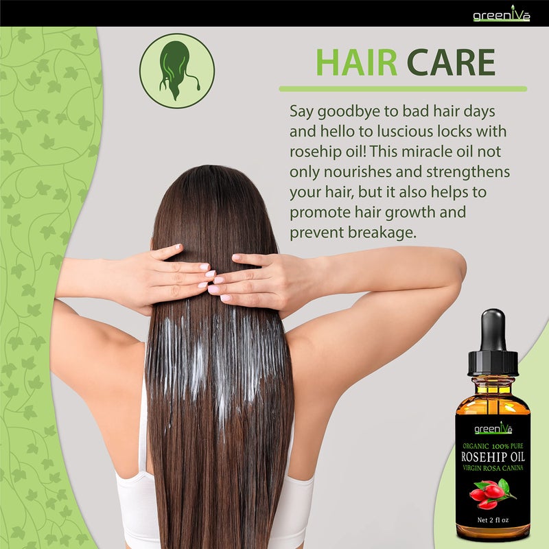 GreenIVe Rosehip Oil Rosa Canina 100% Pure Cold Pressed Virgin Oil Glass Dropper Easy Application (2 Fl Oz) - Image 5