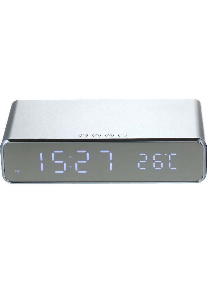 NIBEMINENT Multifunctional Decorative Clock with Charger Silver 17.00 X 5.50 10.50cm - Image 1