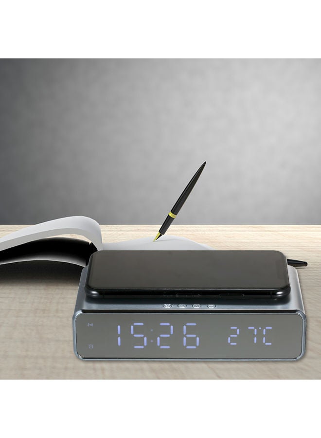 NIBEMINENT Multifunctional Decorative Clock with Charger Silver 17.00 X 5.50 10.50cm - Image 4