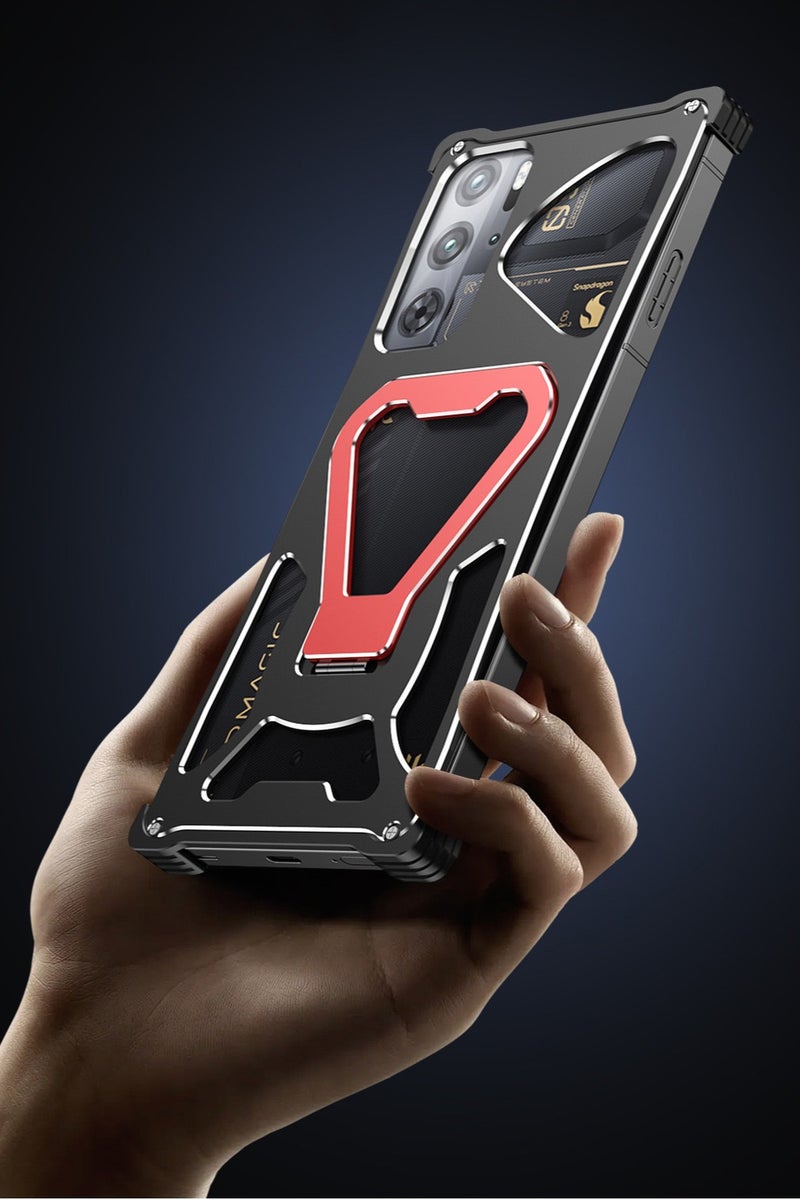 عام غطاء معدني متوافق مع Red Magic 10S Pro، مدمجة به حلقة قابلة للدوران 360 درجة، هيكل ألمنيوم واقي مخصص لتبديد الحرارة. - Image 4