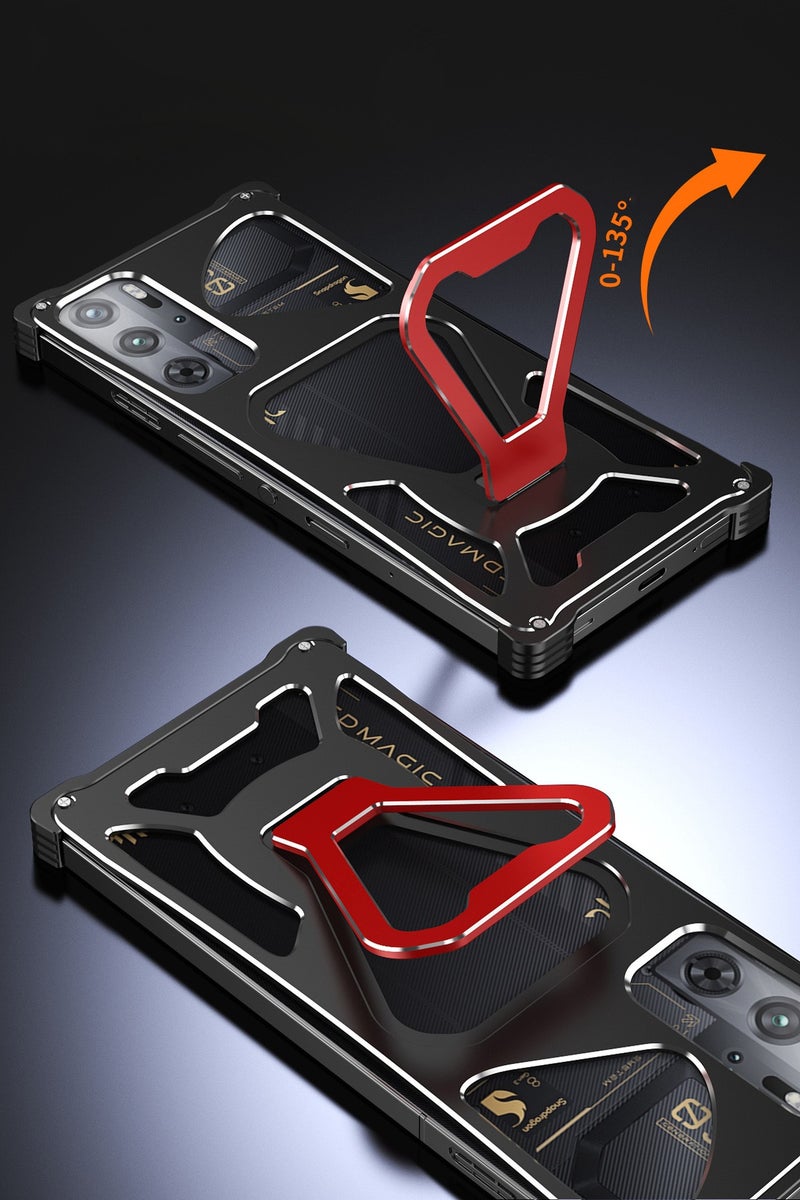 عام غطاء معدني متوافق مع Red Magic 10S Pro، مدمجة به حلقة قابلة للدوران 360 درجة، هيكل ألمنيوم واقي مخصص لتبديد الحرارة. - Image 2