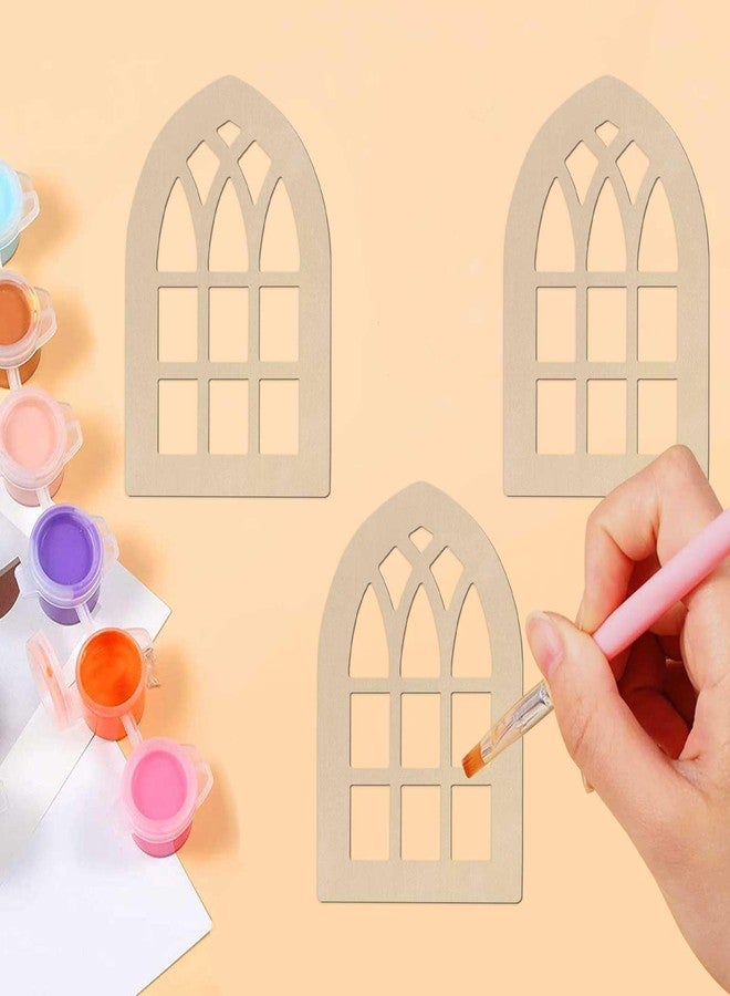 JANOU 20pcs Wooden Window Shaped DIY Craft Cutouts Window Unfinished Wood Tags with Ropes Ornaments for Wedding Home Christmas Party Decoration - Image 3