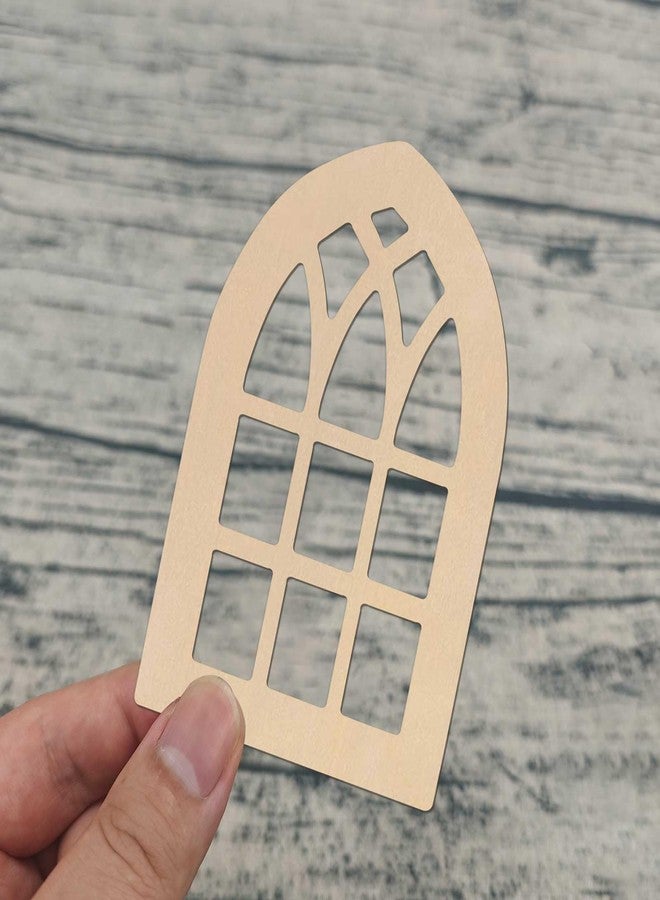 JANOU 20pcs Wooden Window Shaped DIY Craft Cutouts Window Unfinished Wood Tags with Ropes Ornaments for Wedding Home Christmas Party Decoration - Image 4