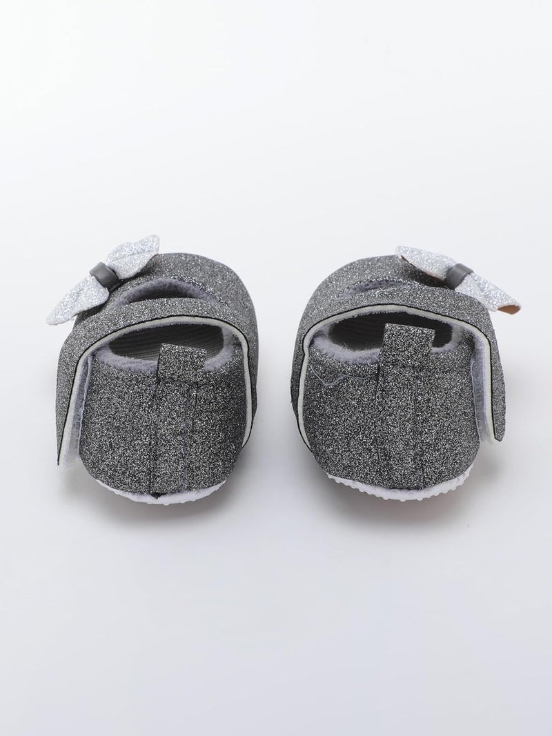 PureSole Stylish Baby Girl Party Booties with Sparkle Finish & Memory Foam – Soft Sole, Comfortable Pre-Walker Shoes for Infants (6–12 Months) - Image 4