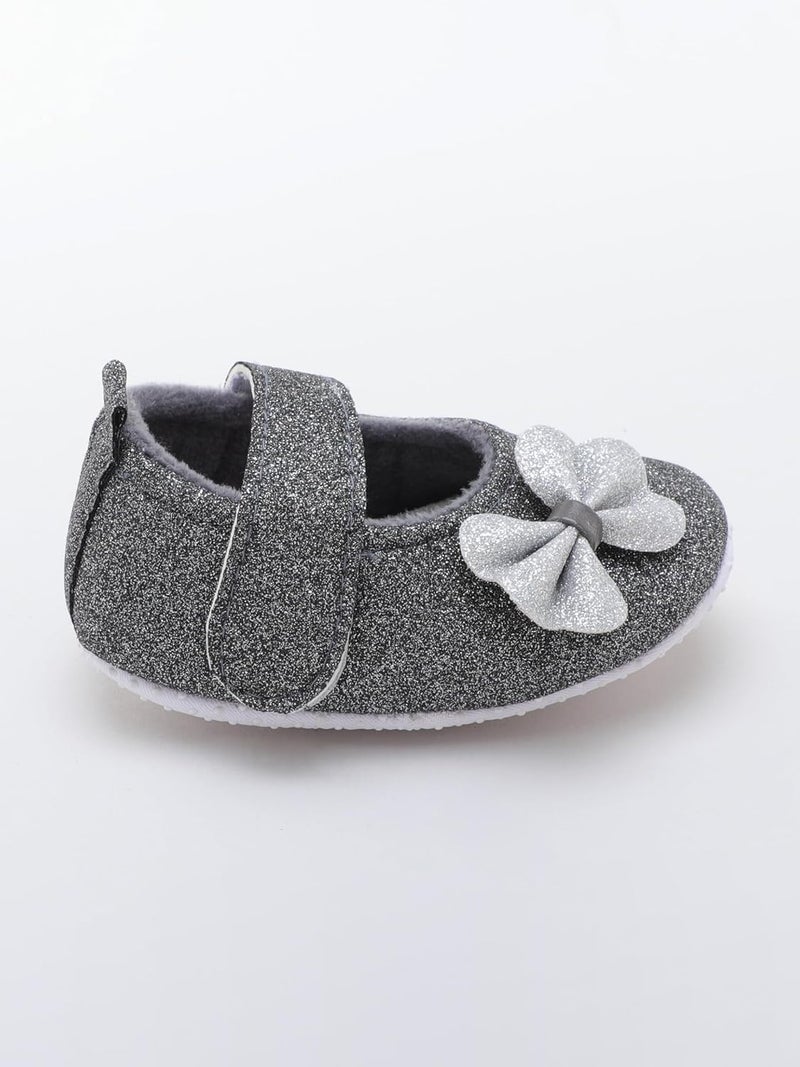 PureSole Stylish Baby Girl Party Booties with Sparkle Finish & Memory Foam – Soft Sole, Comfortable Pre-Walker Shoes for Infants (6–12 Months) - Image 3