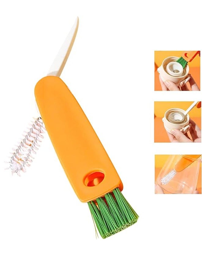 3 قطع 3 في 1 غطاء كوب زجاجة صغيرة تفاصيل فرشاة أدوات تنظيف القش فرشاة تنظيف زجاجة المياه للزجاجات، فرش تنظيف الجزر لتغطية أكواب زجاجات الرضاعة - Image 4