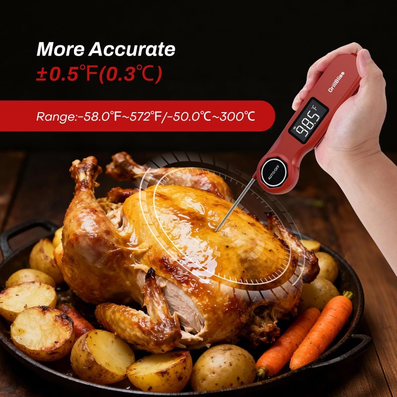 GrillBliss Instant Read Meat Thermometer, GrillBliss Digital Meat Thermometer with Â±0.5â„‰ Accuracy and 0.5S Fast Reading, Food Thermometer with VA LCD Display, Cooking Thermometer for Candy, Grill, BBQ, Brewing - Image 3