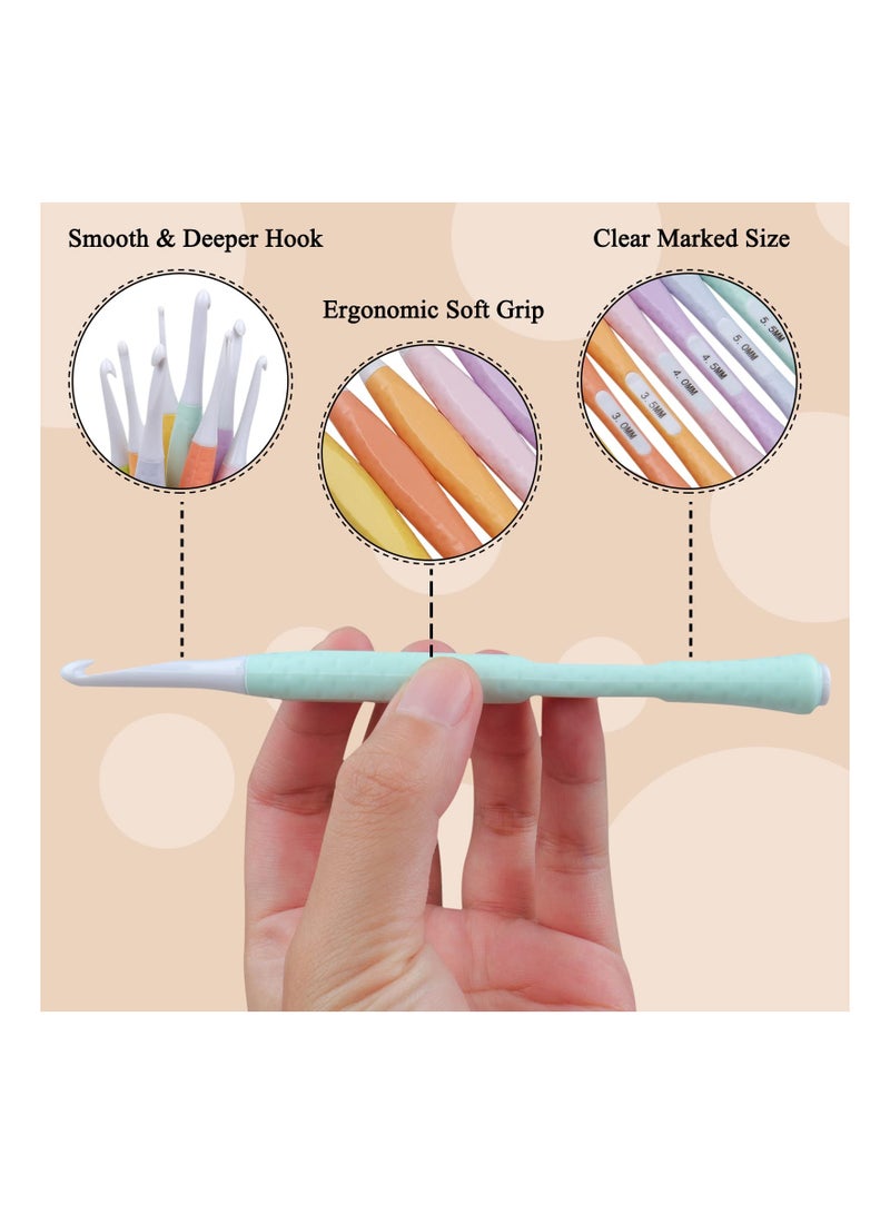 KASTWAVE 8Pcs Plastic Crochet Hooks Sets Soft Grip, Ergonomic Crochet Hooks, Colourful Crochet, 2.5mm, 3.0mm, 3.5mm, 4.0mm, 4.5mm, 5.0mm, 5.5mm, 6.0mm, for Arthritic Hands, Beginners - Image 3