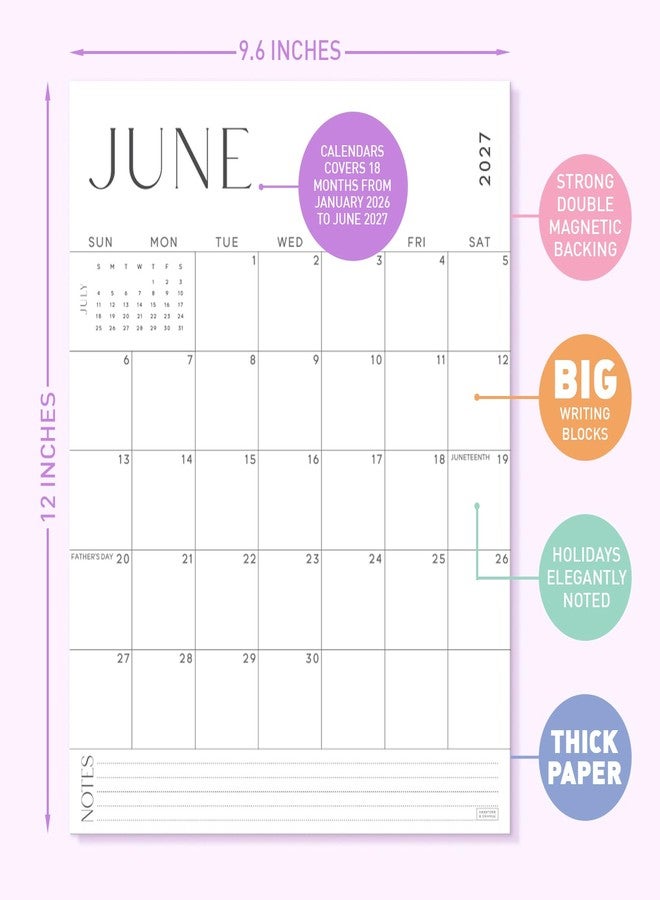 Sweetzer & Orange S&O Modern Magnetic Fridge Calendar from January 2026-June 2027 - Tear-Off Refrigerator Calendar to Track Events & Appointments - 18 Month Magnetic Planner for Fridge for Easy Planning-9.6x12 in. - Image 3