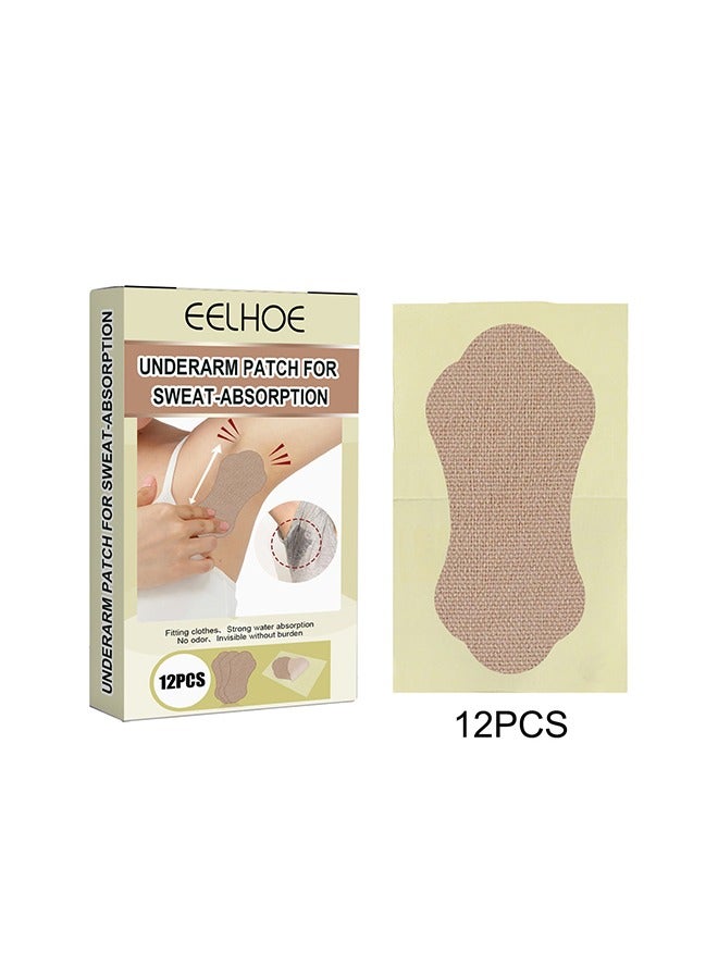 إيلهو 12 Pcs Underarm Sweat Pads, Sweat Pads for Women and Men Armpits, Disposable Invisible Armpit Sweat Pads for Absorbent Deodorant Prevention Sticker - Image 1