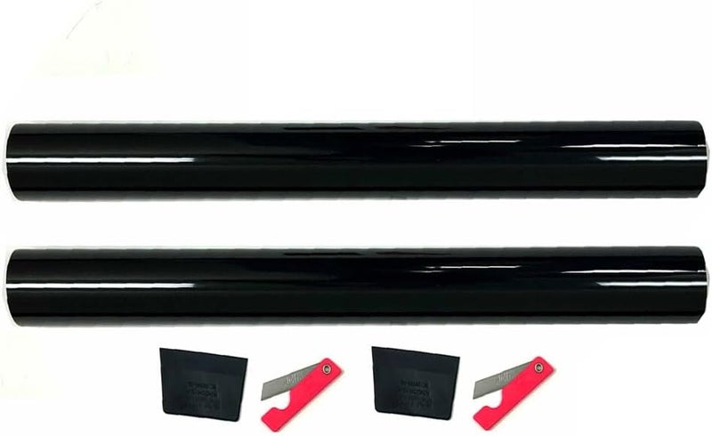 2 Rolls 10% Dark Black Window Tint Film for Home and Auto - 10ft Adhesive Privacy Shade - Image 1