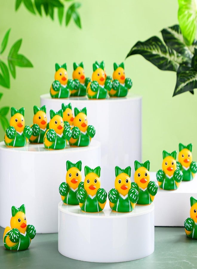 MiniInflat 12 Pcs Cheer Team Gifts Bulk Cheerleader Mini Rubber Ducks with Bows for Cheerleaders Gifts Cheer Team Party Favors Inspirational Goodie Stuffers Party Decorations Bags (Green) - Image 4