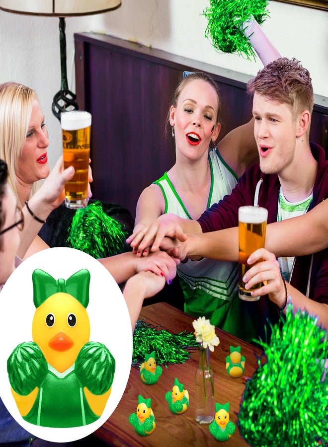 MiniInflat 12 Pcs Cheer Team Gifts Bulk Cheerleader Mini Rubber Ducks with Bows for Cheerleaders Gifts Cheer Team Party Favors Inspirational Goodie Stuffers Party Decorations Bags (Green) - Image 5