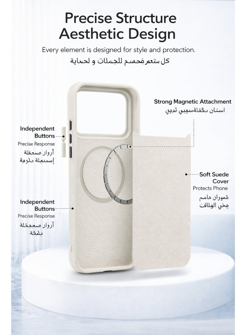 iPhone 17 Pro Max Case (Snow Mountain White) | Litchi leather texture phone back cover, full-body protection, ultra-thin and shockproof | Scratch-resistant, fingerprint-resistant | Soft microfiber lining - Image 4