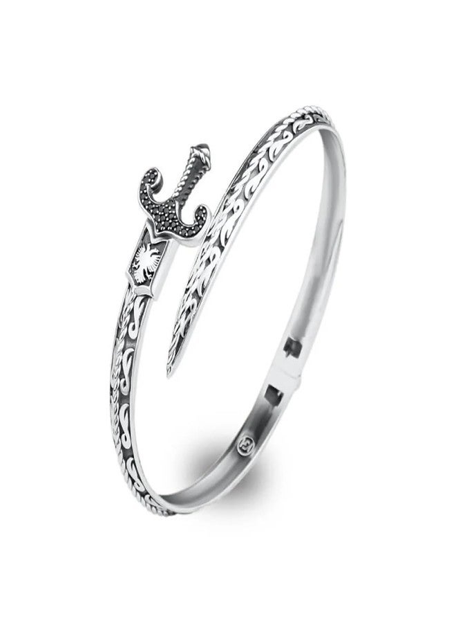 IS4U Serpentine Sword Bracelet for Men and Women Vintage Carving Sword Wrapping Bracelet Black Blue Crystal Gem Snake Dagger Swords Bracelets Adjustable Cuff Bracelet Dark Gothic Punk Jewelry Christmas Birthday Halloween Jewelry Accessories (Black) - Image 1