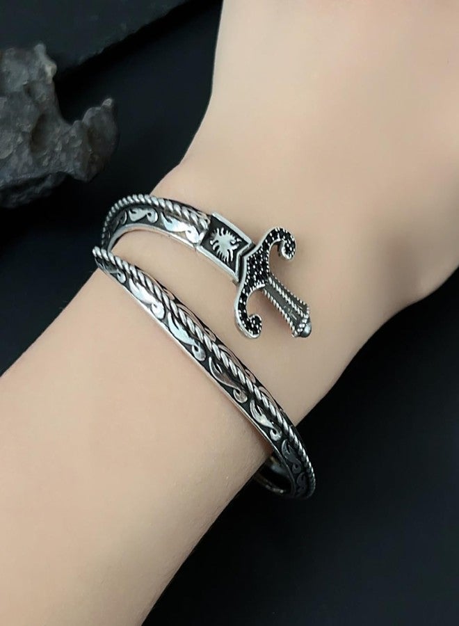 IS4U Serpentine Sword Bracelet for Men and Women Vintage Carving Sword Wrapping Bracelet Black Blue Crystal Gem Snake Dagger Swords Bracelets Adjustable Cuff Bracelet Dark Gothic Punk Jewelry Christmas Birthday Halloween Jewelry Accessories (Black) - Image 3