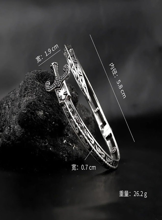 IS4U Serpentine Sword Bracelet for Men and Women Vintage Carving Sword Wrapping Bracelet Black Blue Crystal Gem Snake Dagger Swords Bracelets Adjustable Cuff Bracelet Dark Gothic Punk Jewelry Christmas Birthday Halloween Jewelry Accessories (Black) - Image 5