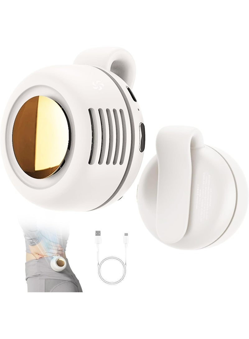 TLAXCA Mini Clip on Fan for Shirt & Waist, Portable Silent Mini Bladeless Electric Fan,Small Fan With Clip, Adjustable 3-Speed Suspended Waist Fans,for Travel & Office, Travel Accessories (White) - Image 1