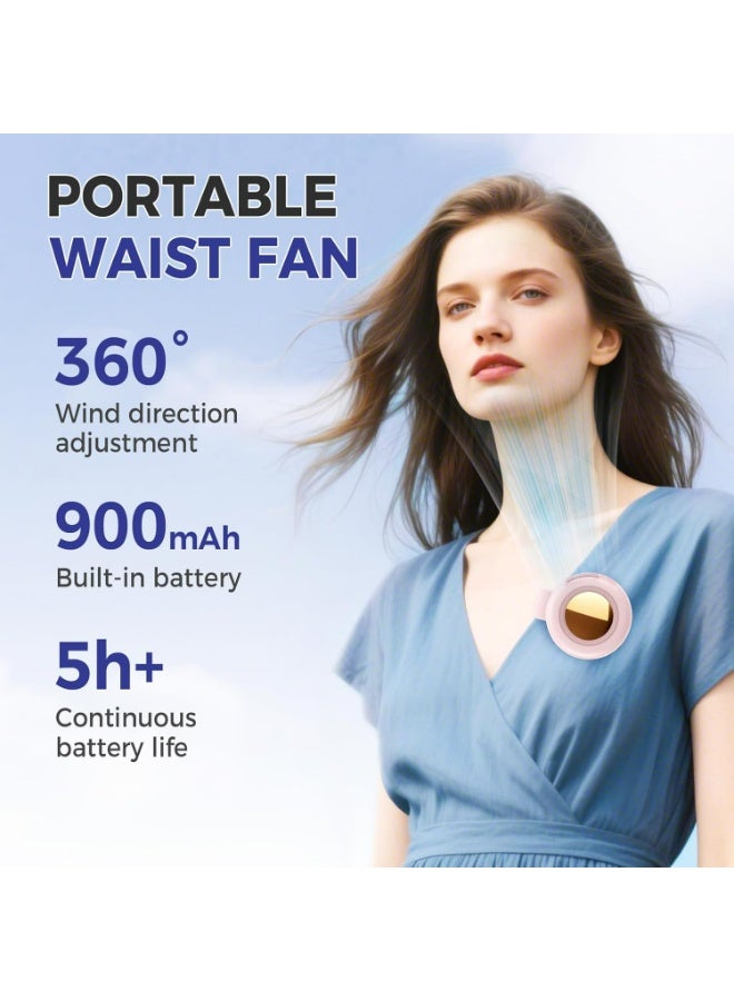TLAXCA Mini Clip on Fan for Shirt & Waist, Portable Silent Mini Bladeless Electric Fan,Small Fan With Clip, Adjustable 3-Speed Suspended Waist Fans,for Travel & Office, Travel Accessories (White) - Image 2