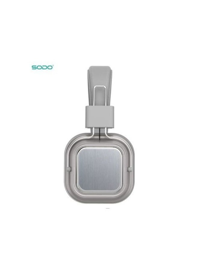 سودو سماعة رأس لاسلكية Sodo Sd-1003 للموسيقى مع ميكروفون مدمج للمشي والتحدث - رمادي - Image 2