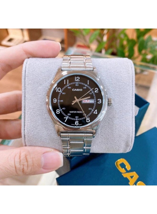 كاسيو ساعة كاسيو رجالية ستانلس ستيل MTP-V006D-1B2UDF – ميناء أسود مع عرض اليوم والتاريخ ومقاومة للماء - Image 2