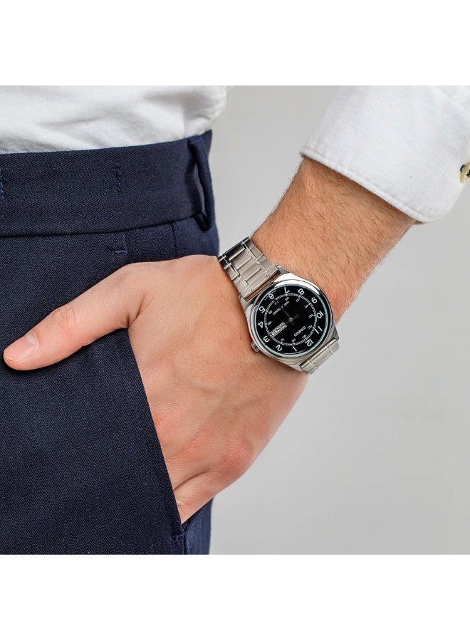 كاسيو ساعة كاسيو رجالية ستانلس ستيل MTP-V006D-1B2UDF – ميناء أسود مع عرض اليوم والتاريخ ومقاومة للماء - Image 5