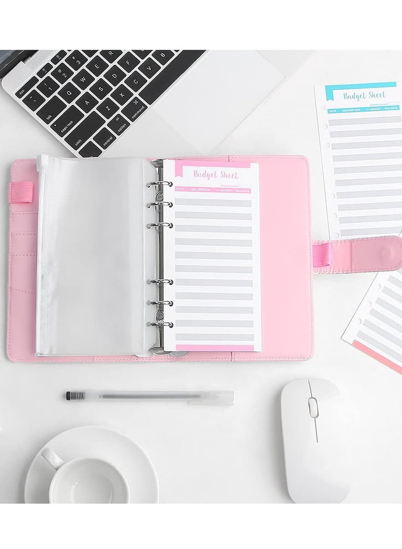 A6 Cash Envelopes Budget Binder,6 Ring Leather Notebook Binder Cover Binder Money Organizer Zippe Pockets,12pcs Expense Budget Sheets, 2pcs Letter Sticker Labels, Saving Cash Envelopes System (Yellow) - Image 3