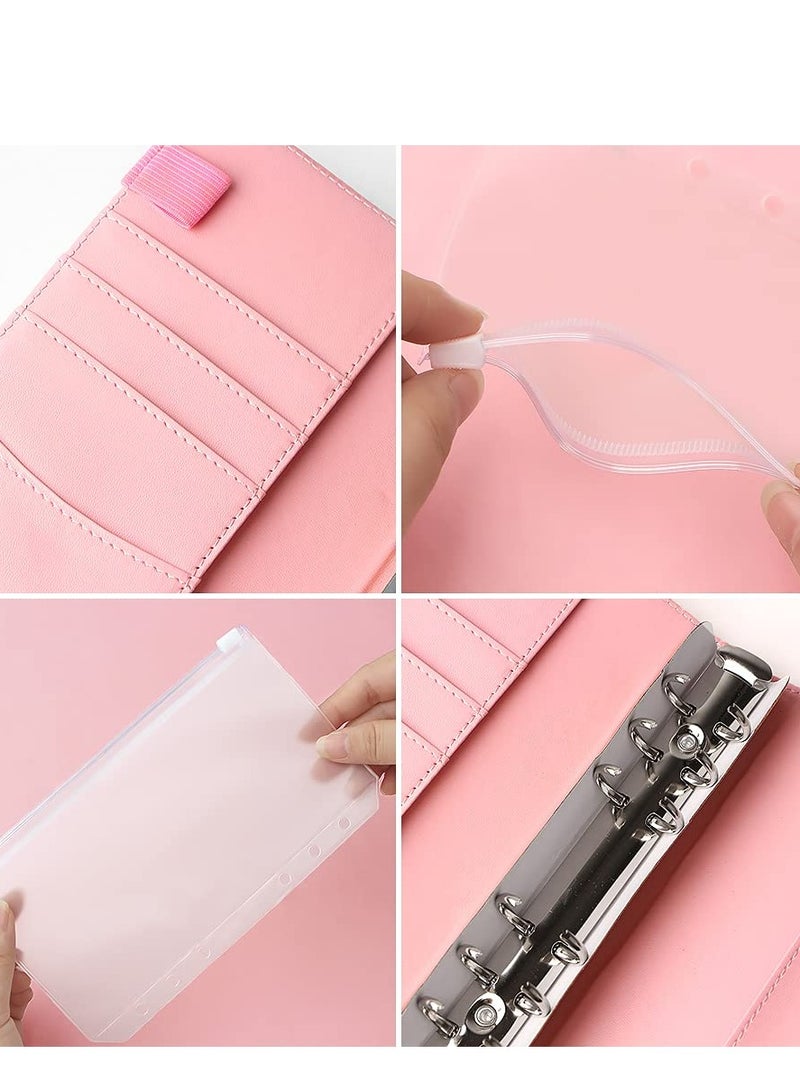 A6 Cash Envelopes Budget Binder,6 Ring Leather Notebook Binder Cover Binder Money Organizer Zippe Pockets,12pcs Expense Budget Sheets, 2pcs Letter Sticker Labels, Saving Cash Envelopes System (Yellow) - Image 4