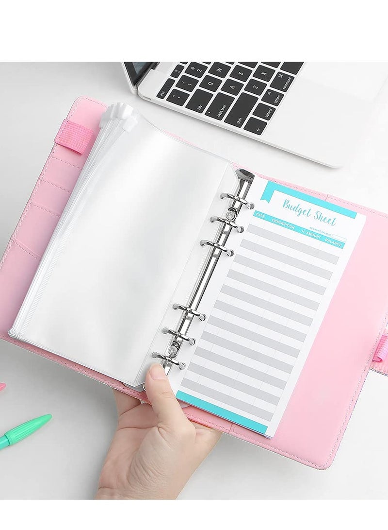 A6 Cash Envelopes Budget Binder,6 Ring Leather Notebook Binder Cover Binder Money Organizer Zippe Pockets,12pcs Expense Budget Sheets, 2pcs Letter Sticker Labels, Saving Cash Envelopes System (Yellow) - Image 5