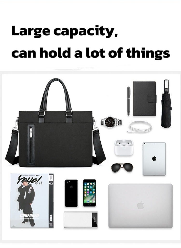 【Luxury Men's Briefcase】Large Capacity Business Laptop Bag with Adjustable Shoulder Strap, Top-Handle & Crossbody Messenger Bag for Office, Black - Image 3
