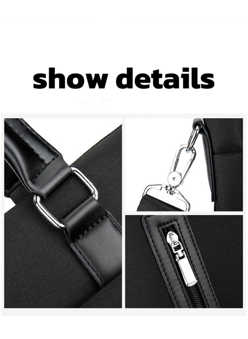 【Luxury Men's Briefcase】Large Capacity Business Laptop Bag with Adjustable Shoulder Strap, Top-Handle & Crossbody Messenger Bag for Office, Black - Image 4