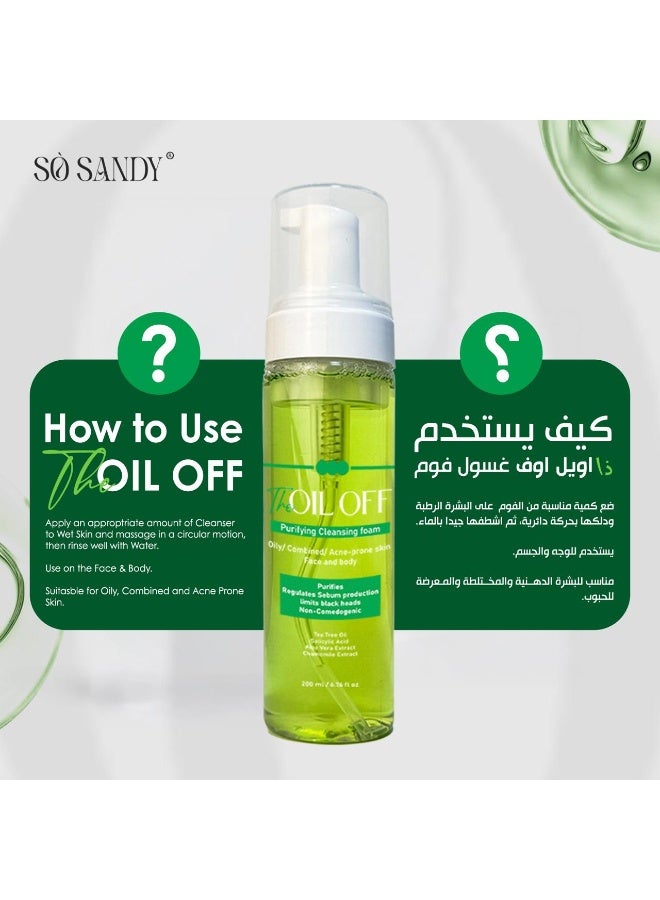 So Sandy The Oil Off Foam Cleanser for oily, combination and acne-prone skin 200 ml & the oil off serum Bundle - Image 4