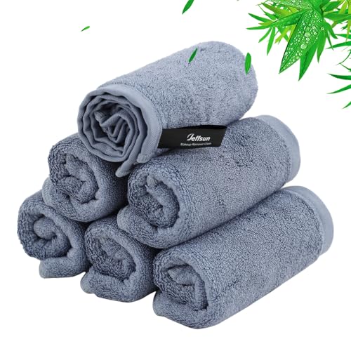 JEFFSUN Wash Cloths 6 Pack, Reusable Makeup Remover Cloths, Super Soft and Gentle Face Towel for Sensitive Skin, 10x10 inch Small Face Washcloths, Easy to Rinse Quick Dry Slate Blue Facial Cleansing Cloths - Image 1