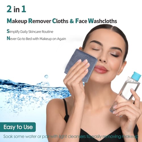 JEFFSUN Wash Cloths 6 Pack, Reusable Makeup Remover Cloths, Super Soft and Gentle Face Towel for Sensitive Skin, 10x10 inch Small Face Washcloths, Easy to Rinse Quick Dry Slate Blue Facial Cleansing Cloths - Image 2