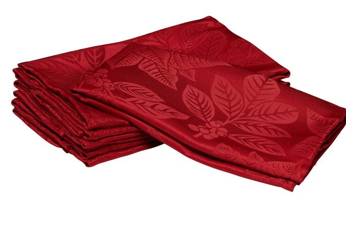 CHRISTMAS NAPKINS JACQUARD POINSETTIA LEAF CLOTH NAPKINS 17X17 INCH SET OF 4 HEAVY DUTY FABRIC STAIN PROOF DINNER NAPKINS FOR HARVESTXMAS HOLIDAY WINTER AND PARTIES
