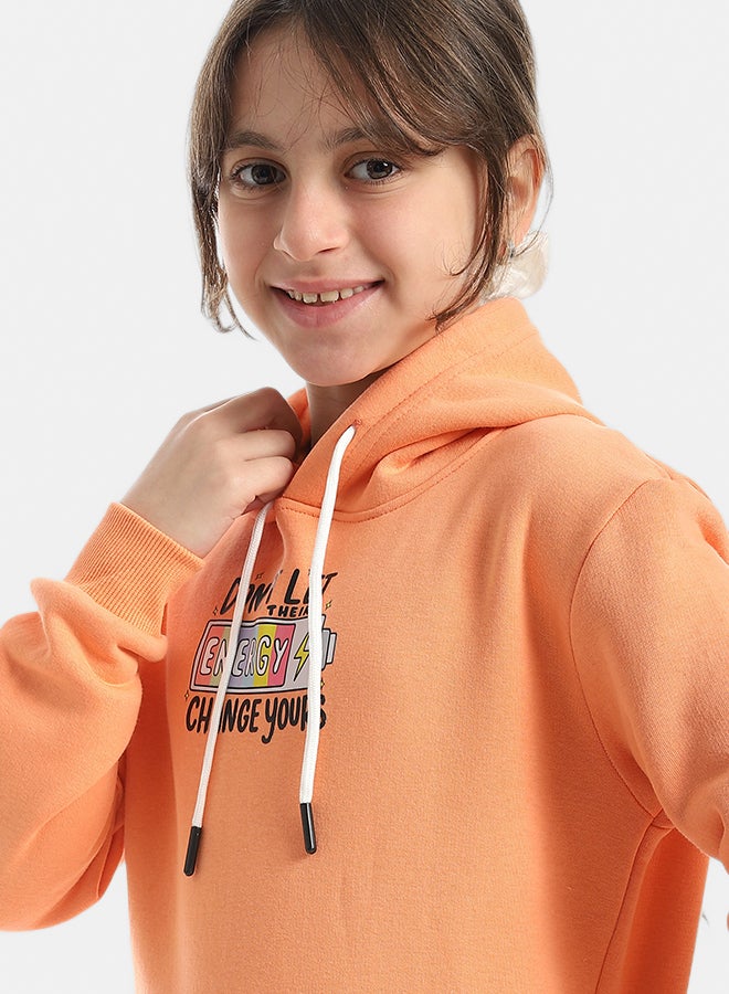 Andora Hooded Printed Front & Back Long Sleeves Hoodie _ Orange - Image 4