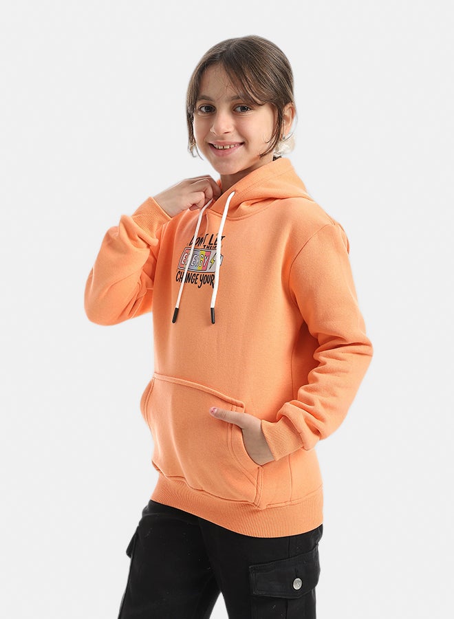 Andora Hooded Printed Front & Back Long Sleeves Hoodie _ Orange - Image 2