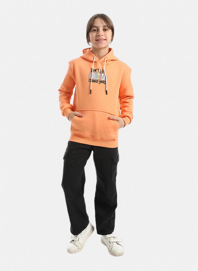 Andora Hooded Printed Front & Back Long Sleeves Hoodie _ Orange - Image 5