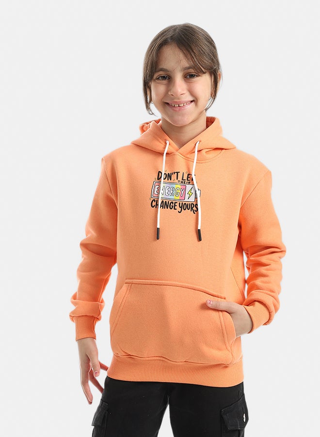 Andora Hooded Printed Front & Back Long Sleeves Hoodie _ Orange - Image 1