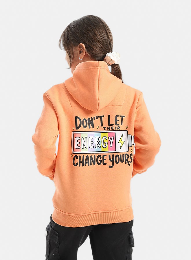 Andora Hooded Printed Front & Back Long Sleeves Hoodie _ Orange - Image 3