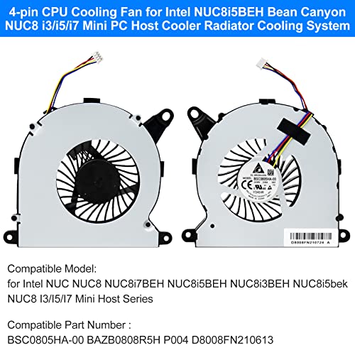 ARLBA New Replacement CPU Cooling Fan for Intel NUC NUC8 NUC8i3BEH NUC8i5BEH NUC8i5bek NUC8i7BEH NUC8 I3/I5/I7 Mini Host BSC0805HA-00 BAZB0808R5H P004 5V 0.6A Fan w/Thermal Paste & Spatula - Image 5