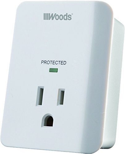 Woods 41008 Surge Protector One 3-prong Power Outlet LED Indicator Light and Alarm, 1080J, White - Image 3