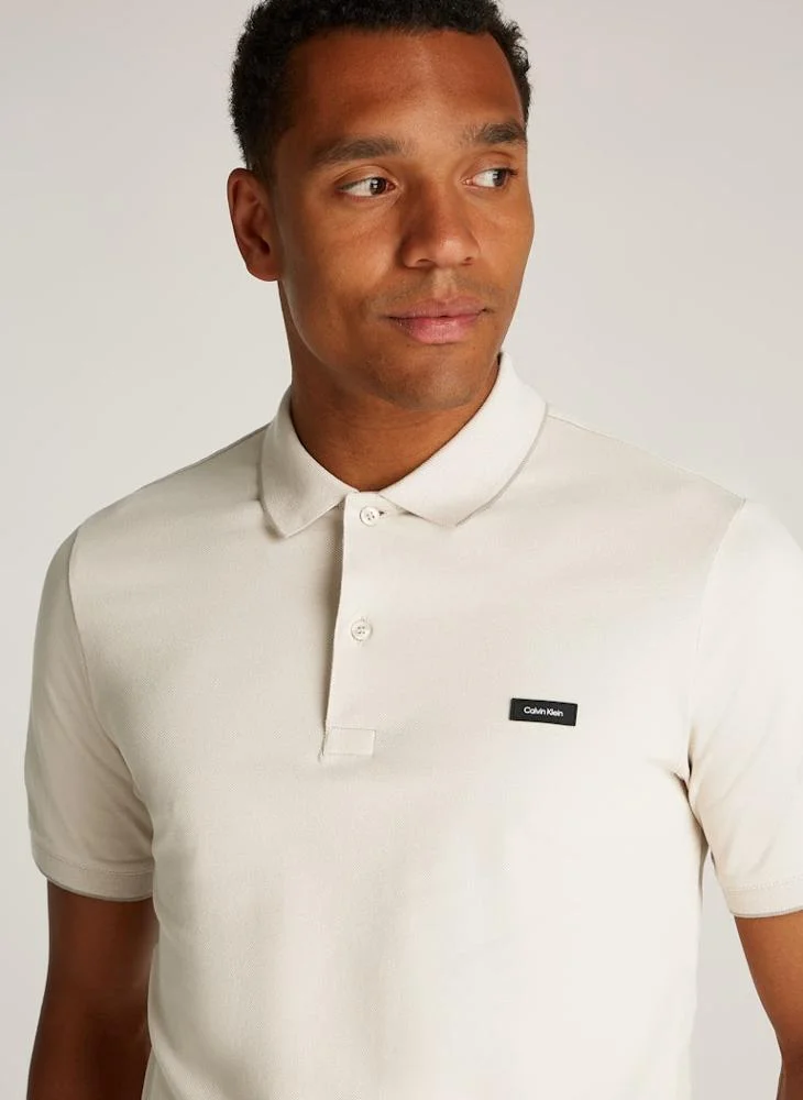 كالفن كلاين Logo Print Polo Shirt With Tipping Collar