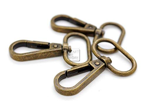 CRAFTMEMORE CRAFTMEMORE Snap Hook Swivel Push Gate Lobster Clasps Fashion Clips Purse Making FS10 Pack of 10 Antique Brass 114 Inch 