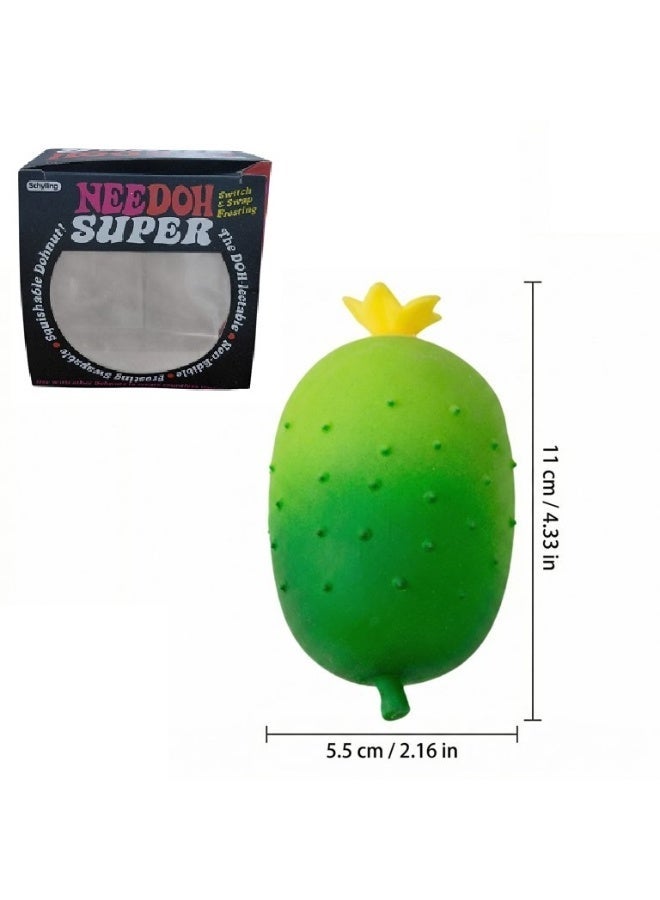Needoh Cucumber-Shaped Slow Rising Squishy plaything, Realistic Fruit Sensory Fidget Stress Relief Squeeze Ball for Anxiety Relief, Focus Improvement and Calming – Autism Awareness Day Friendly