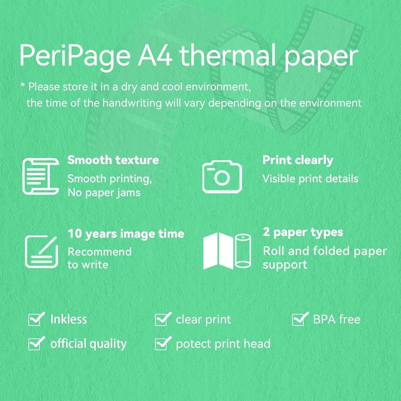 PeriPage Thermal Paper, Printing Paper, 210 x Φ30mm -2 Rolls, 8 inch Paper for Portable Printer - Image 4