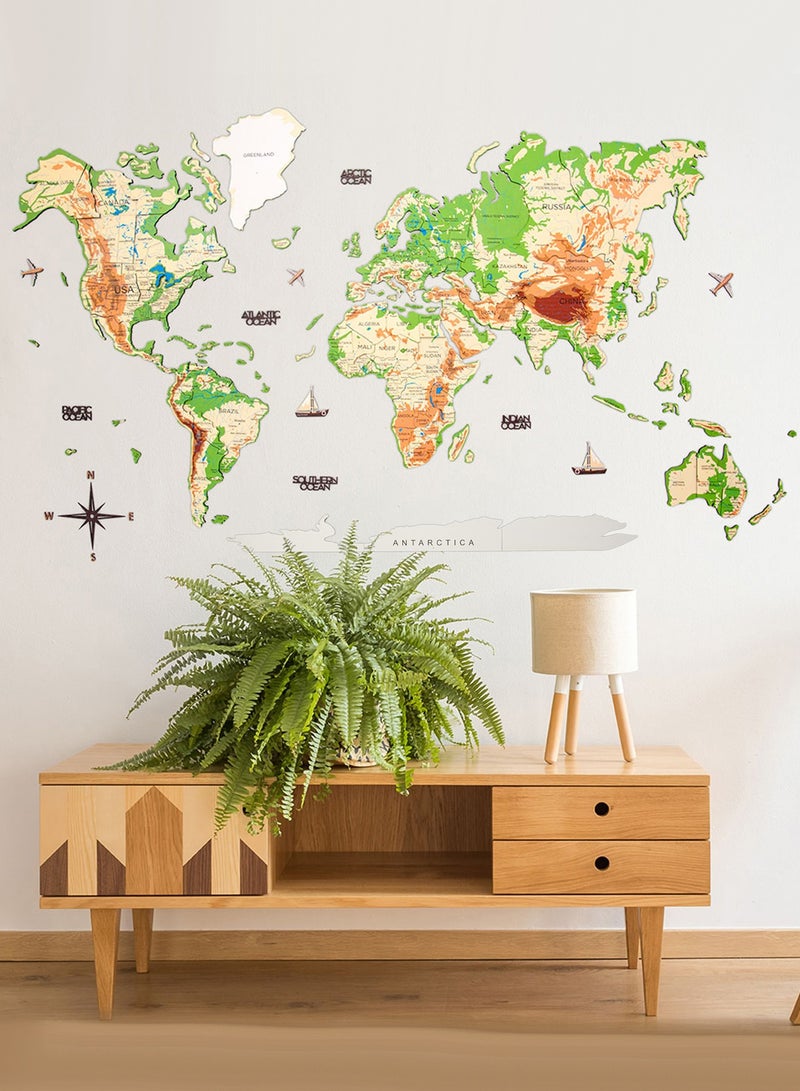 Enjoy The Wood 3D Wooden World Map Physical Wall Decor Any Occasion Gift Idea - Wall Art For Home & Kitchen or Office  - Image 1