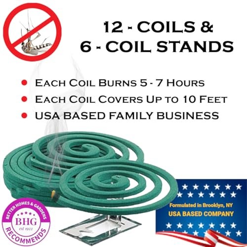 W4W Mosquito Repellent Coils - Outdoor Use Reaches Up to 10 feet - Each Burns for 5-7 Hours (Three Pack Contains 12 coils & 6 Stands) - Image 2