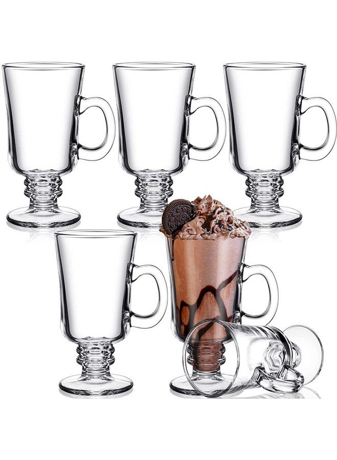 KELVEE أكواب قهوة زجاجية كيلفي الإيرلندية، أكواب لاتيه، مجموعة من 6 أكواب كابتشينو وشوكولاتة ساخنة مع مقبض، أكواب زجاجية شفافة للمشروبات الساخنة (300 مل) - Image 1