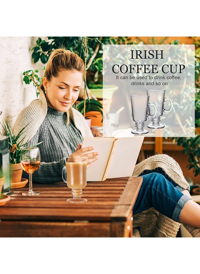 KELVEE أكواب قهوة زجاجية كيلفي الإيرلندية، أكواب لاتيه، مجموعة من 6 أكواب كابتشينو وشوكولاتة ساخنة مع مقبض، أكواب زجاجية شفافة للمشروبات الساخنة (300 مل) - Image 4